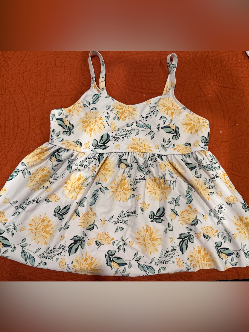 Yellow Floral Maternity Swim Top